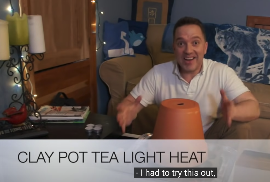 CLAY POT with TEA LIGHTS Room Heating 4HR DIY Test EMERGPREP.ca